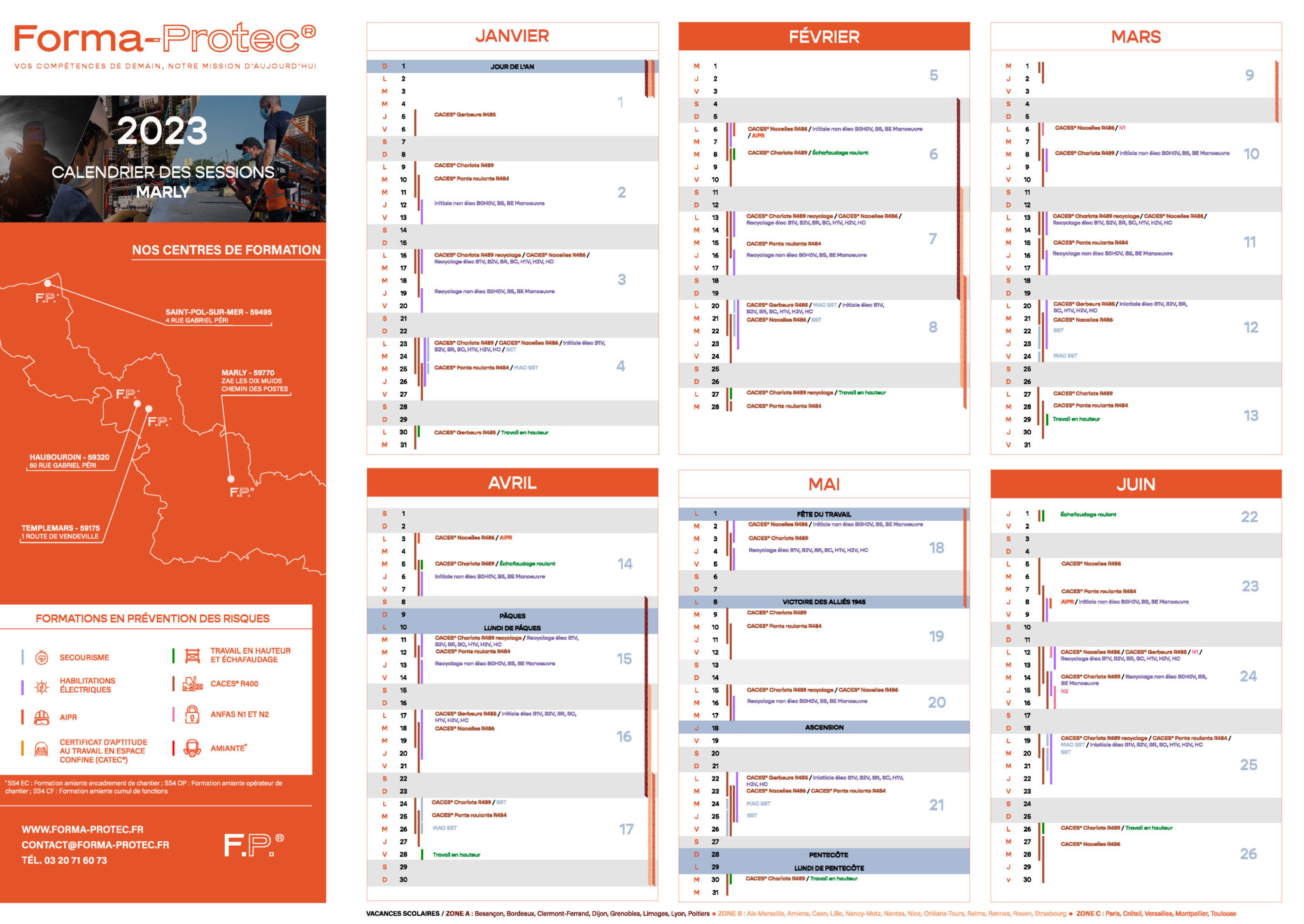 Calendrier des formations inter-entreprises 2023 - Forma Protec